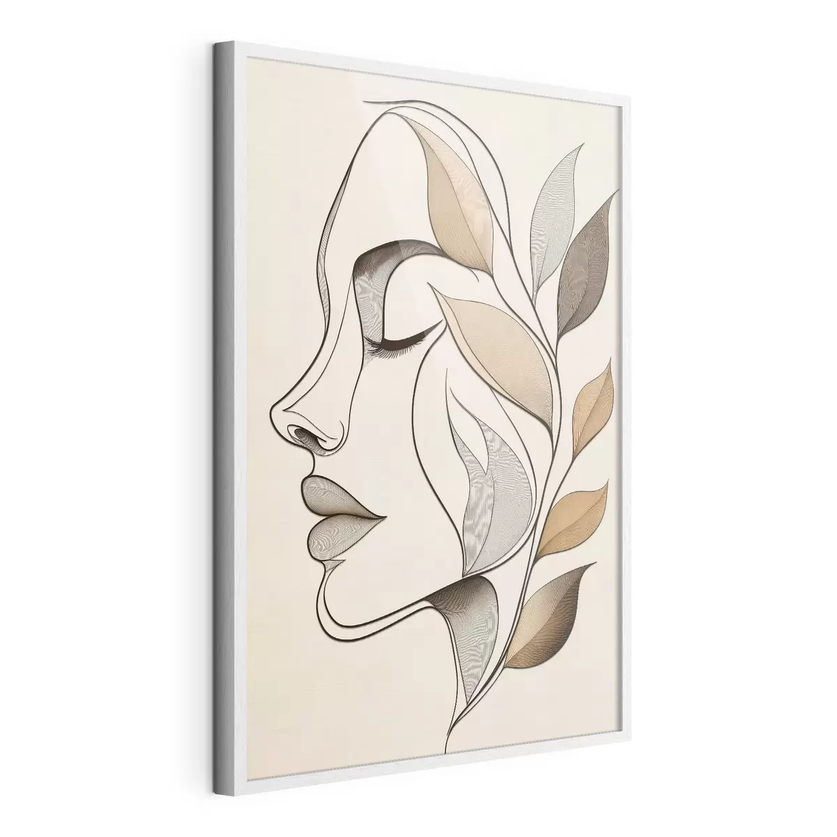 Poster Profil einer Frau mit Blättern f50998