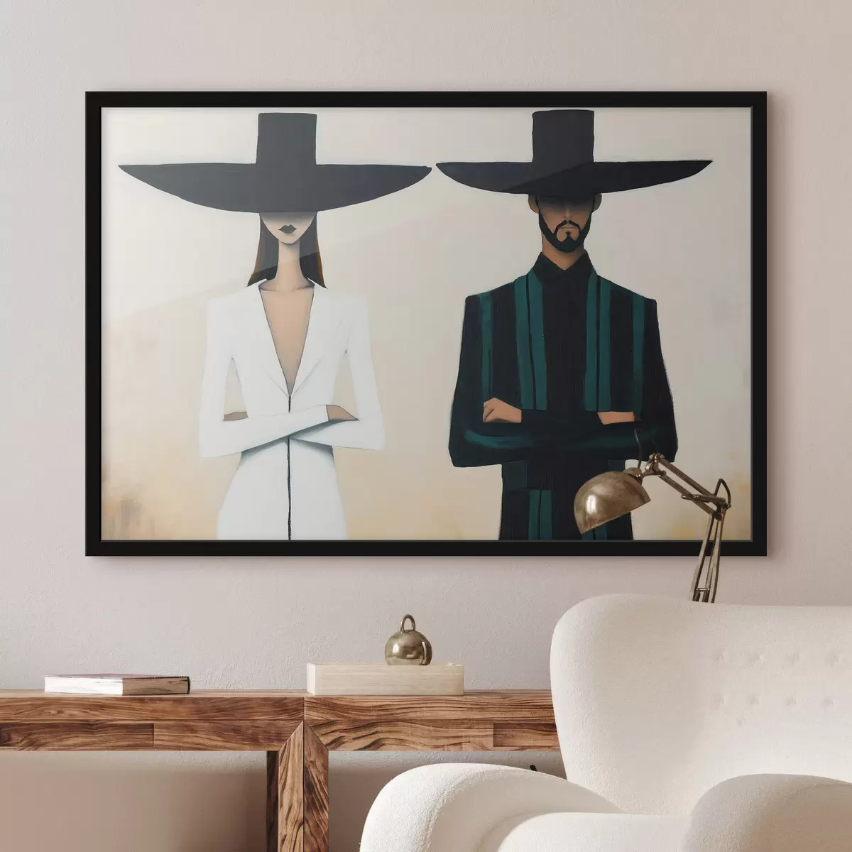 Poster Ein Paar mit breitkrempigen Hüten f51003
