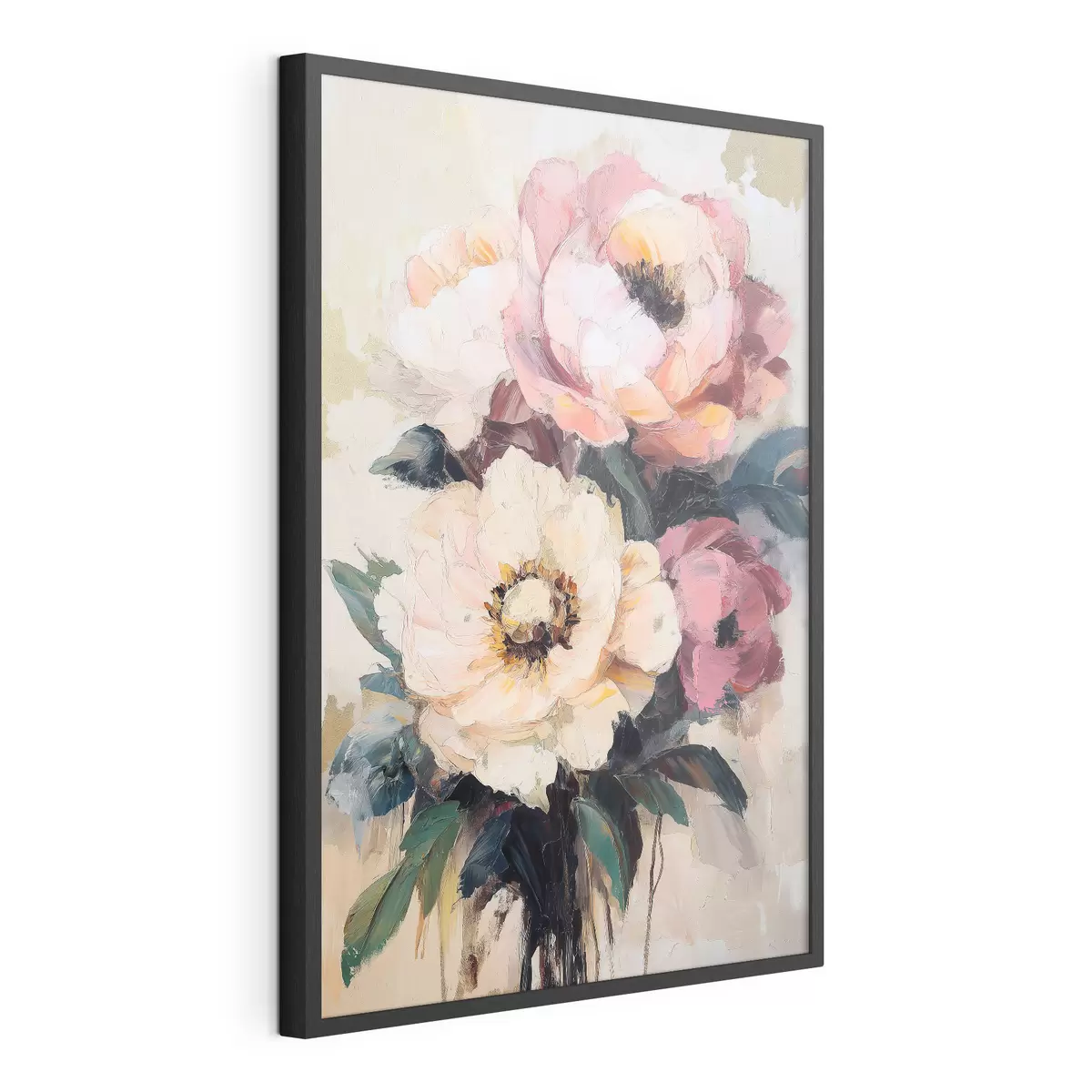Poster Rosa und cremefarbene Pfingstrosen f51007