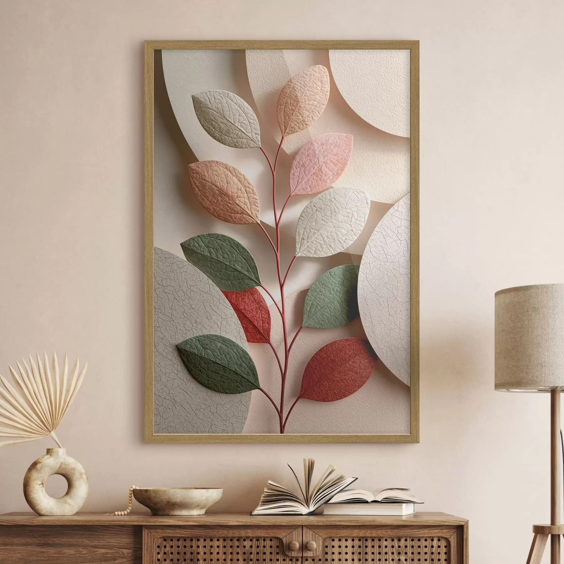Fototapete Botanischer Zweig mit geometrischen Formen f50863