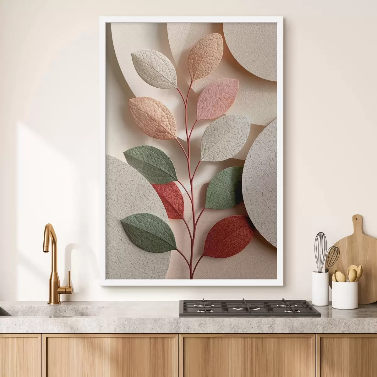 Poster Botanischer Zweig mit geometrischen Formen f50863