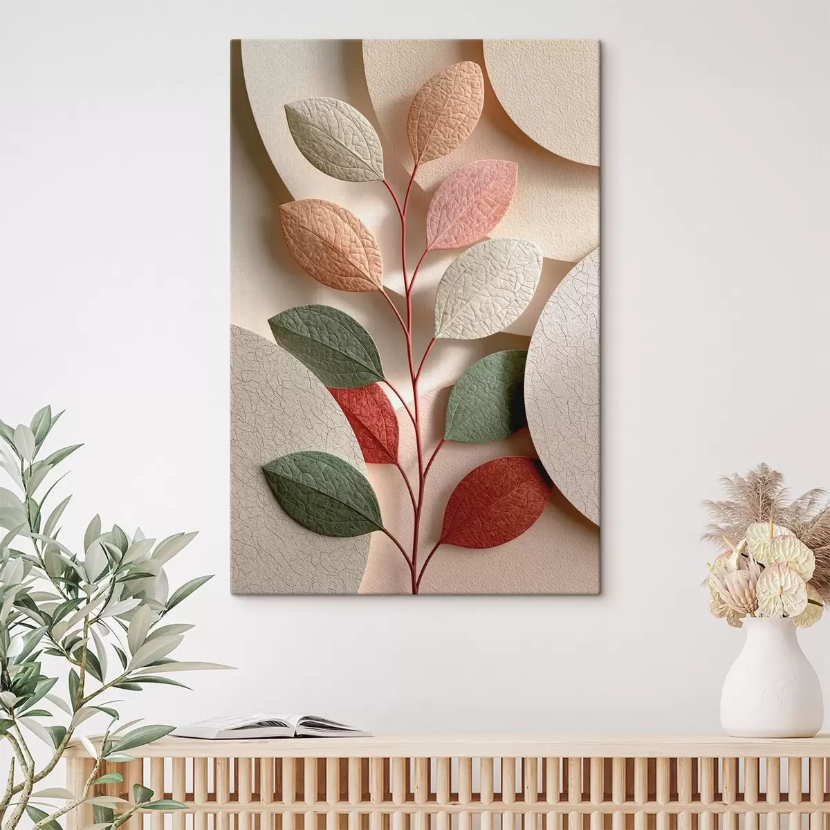 Fototapete Botanischer Zweig mit geometrischen Formen s50863