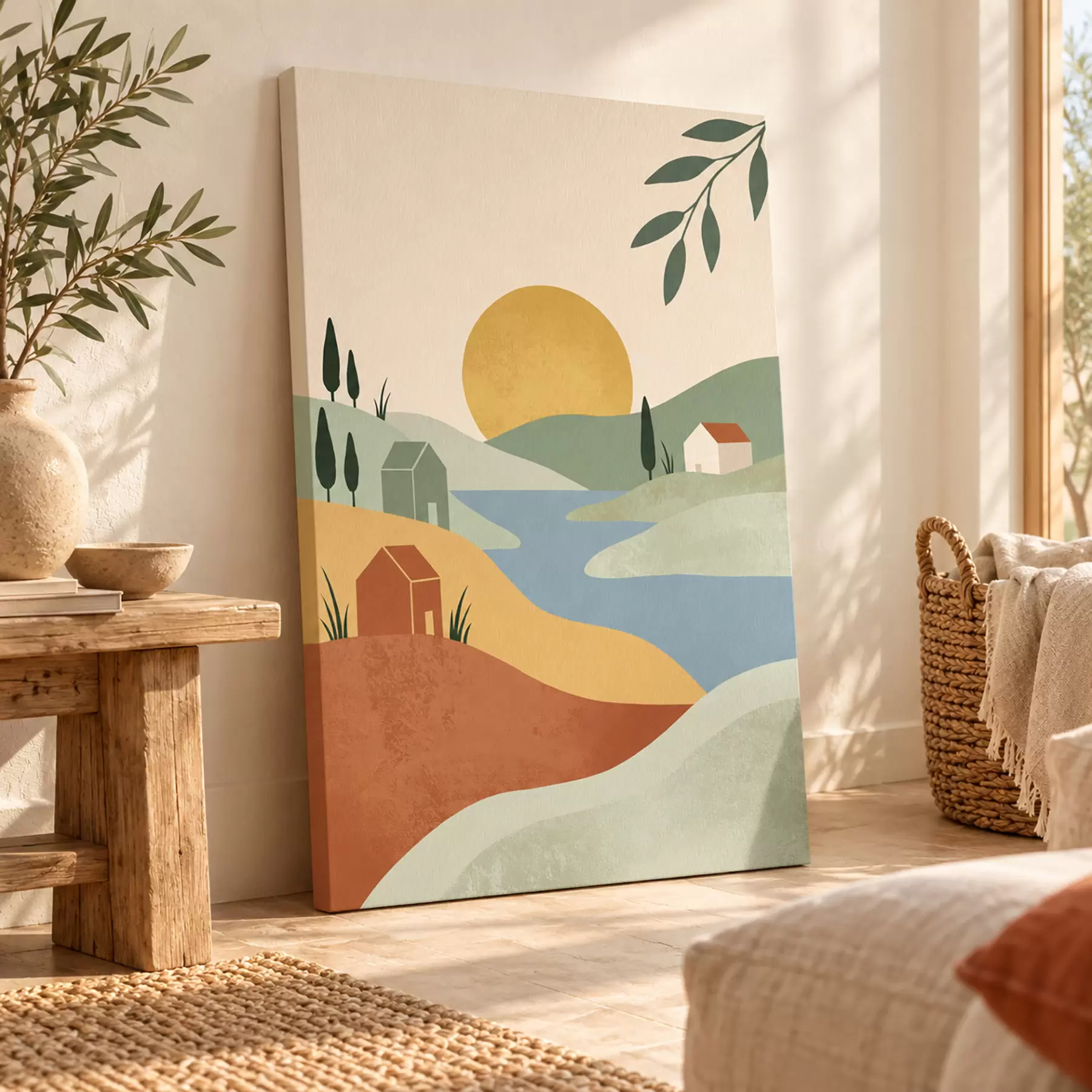 Fototapete Eine friedliche Landschaft im Licht der untergehenden Sonne s50729