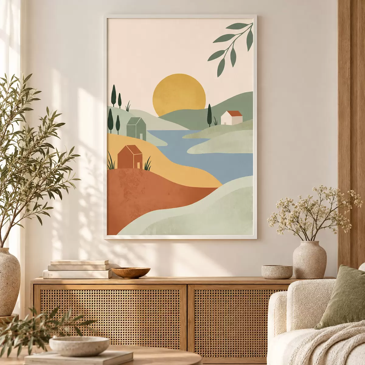 Poster Ruhige Landschaft in sanften Farben f50729