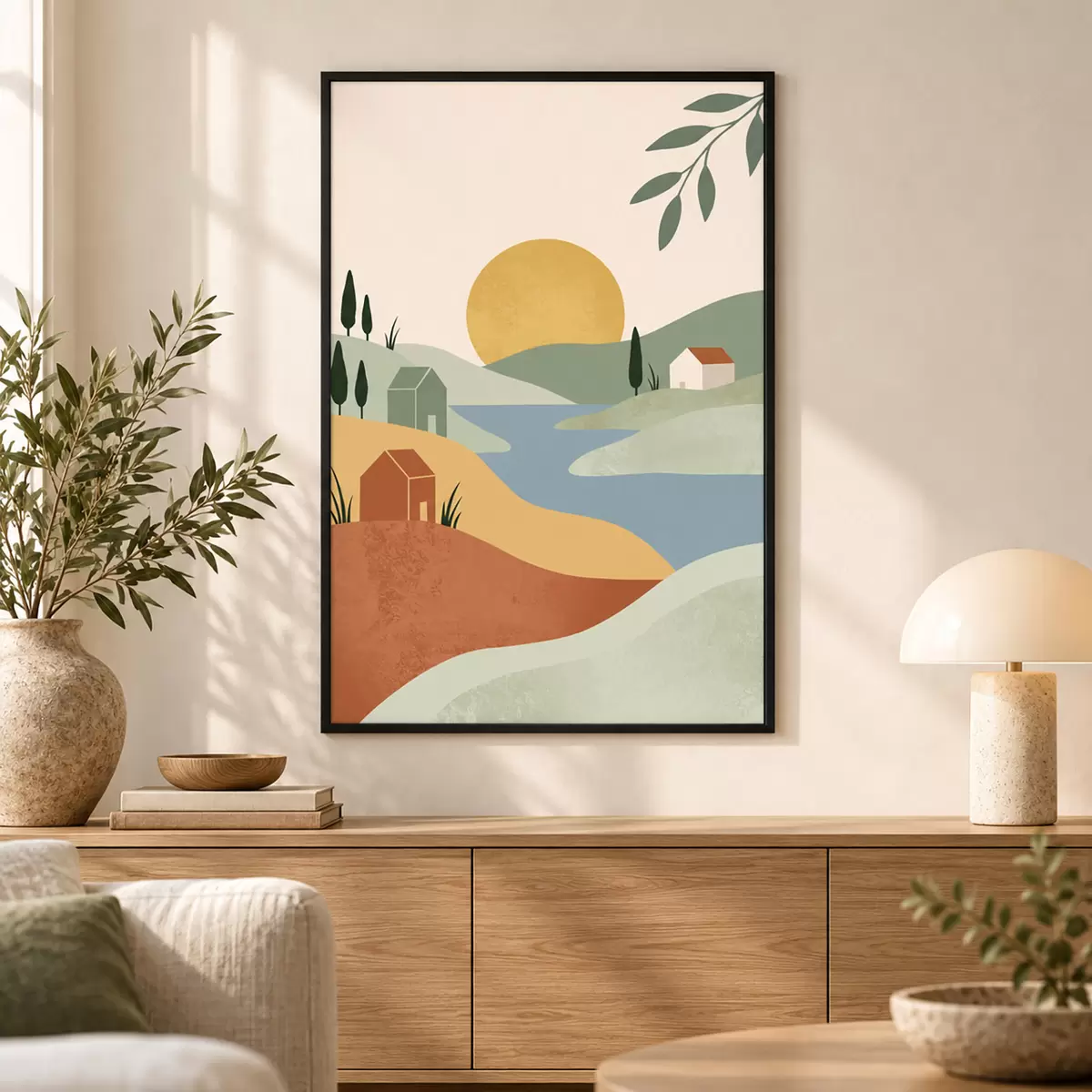 Poster Ruhige Landschaft in sanften Farben f50729