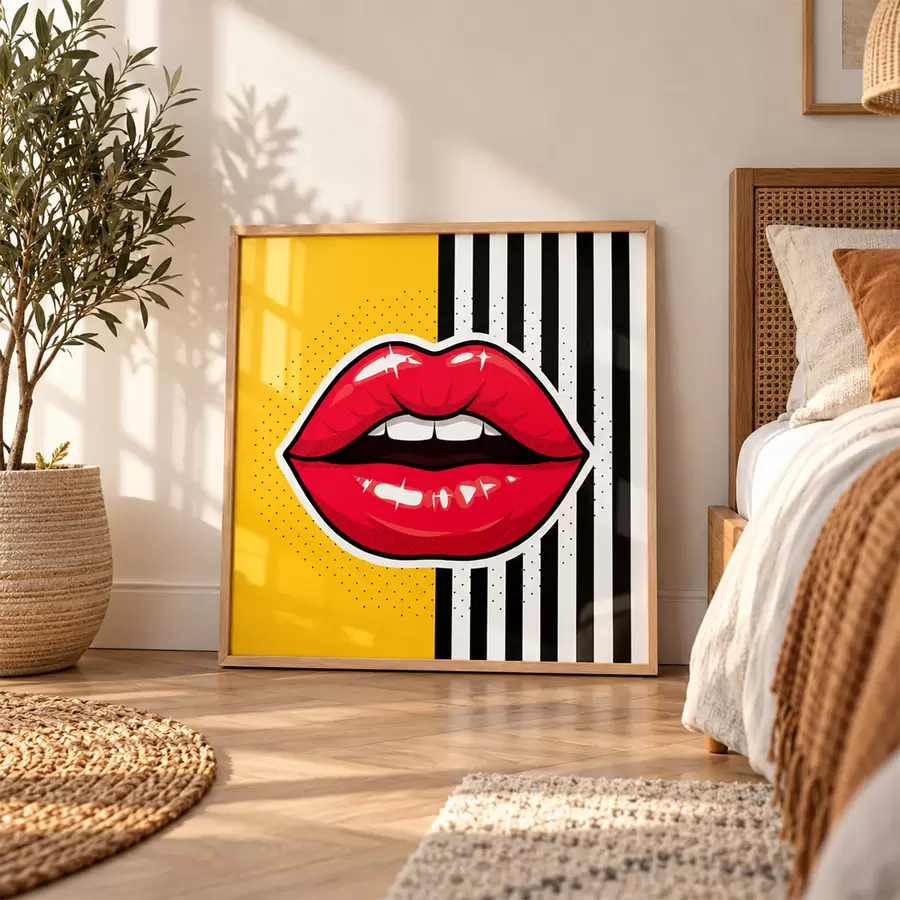 Fototapete Auffällige Lippen vor einem lebhaften Hintergrund f50790