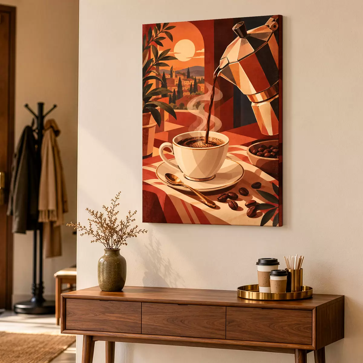 Fototapete Warmer Kaffee in gemütlicher Atmosphäre s50877
