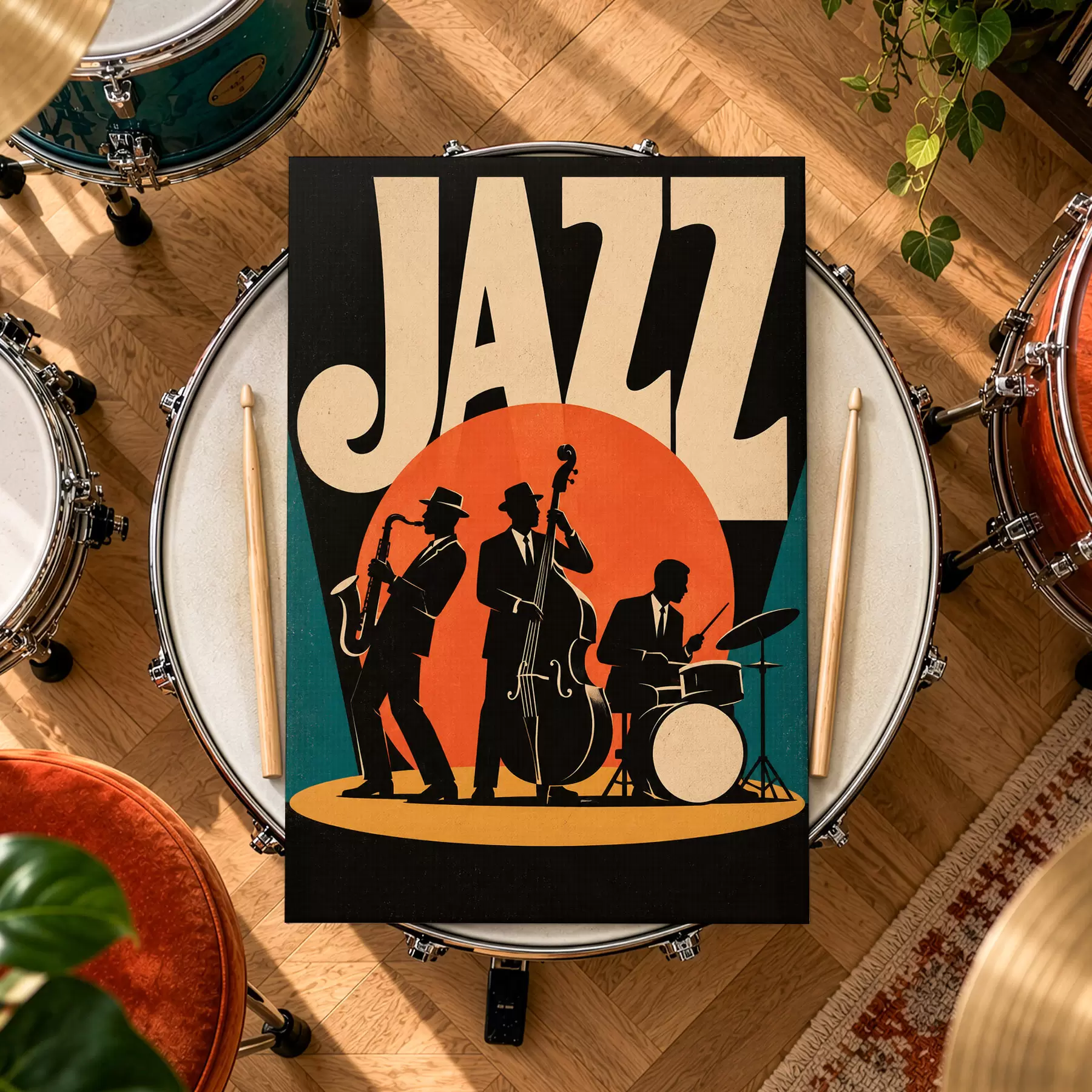 Fototapete Mit Jazz durch die Nacht swingen s50921