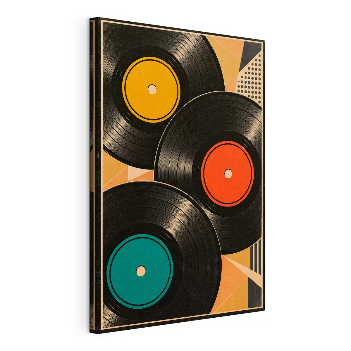 Fototapete Retro-Flair mit bunten Schallplatten s50923