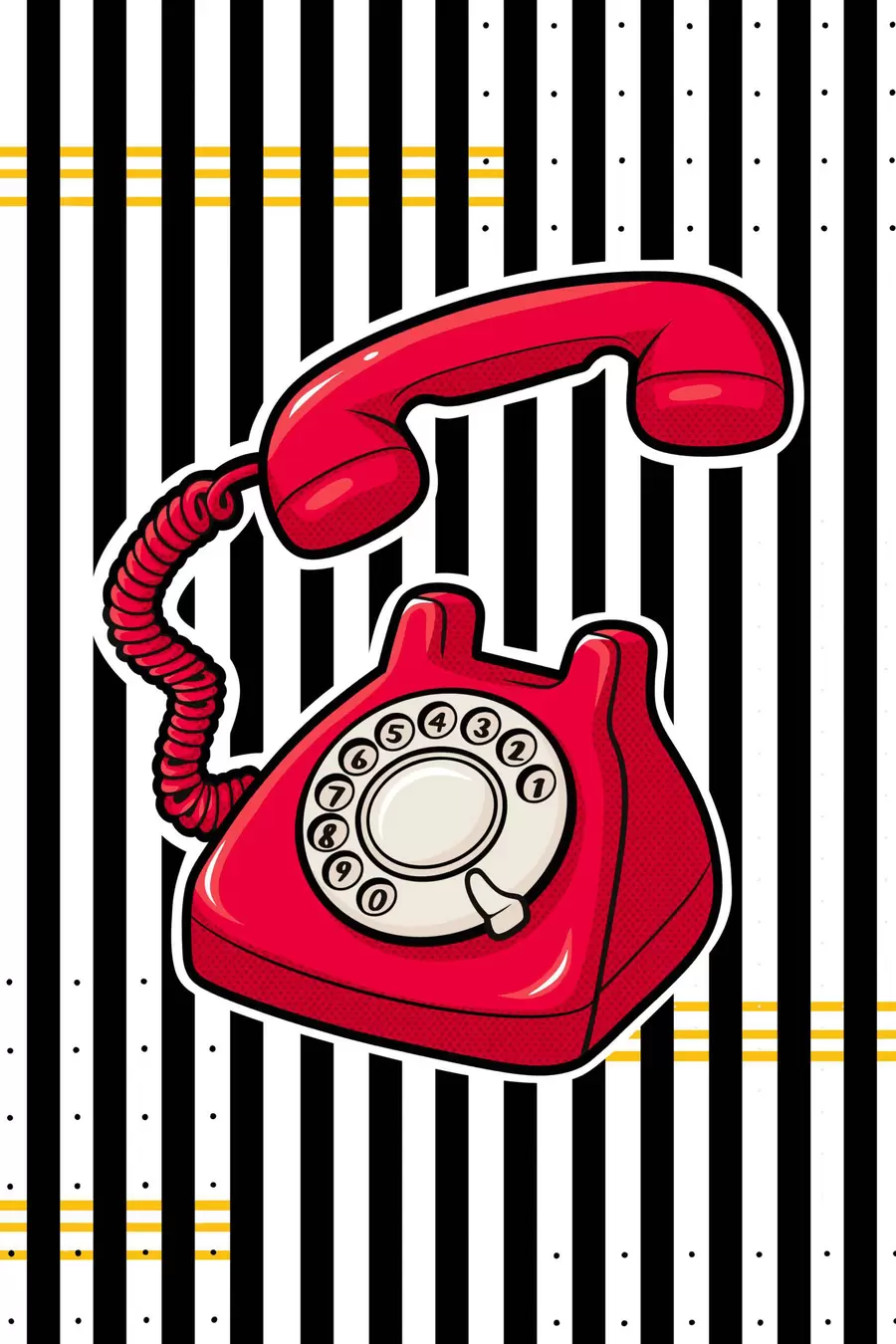Fototapete Design eines roten Drehwahltelefons im Retro-Stil s50784