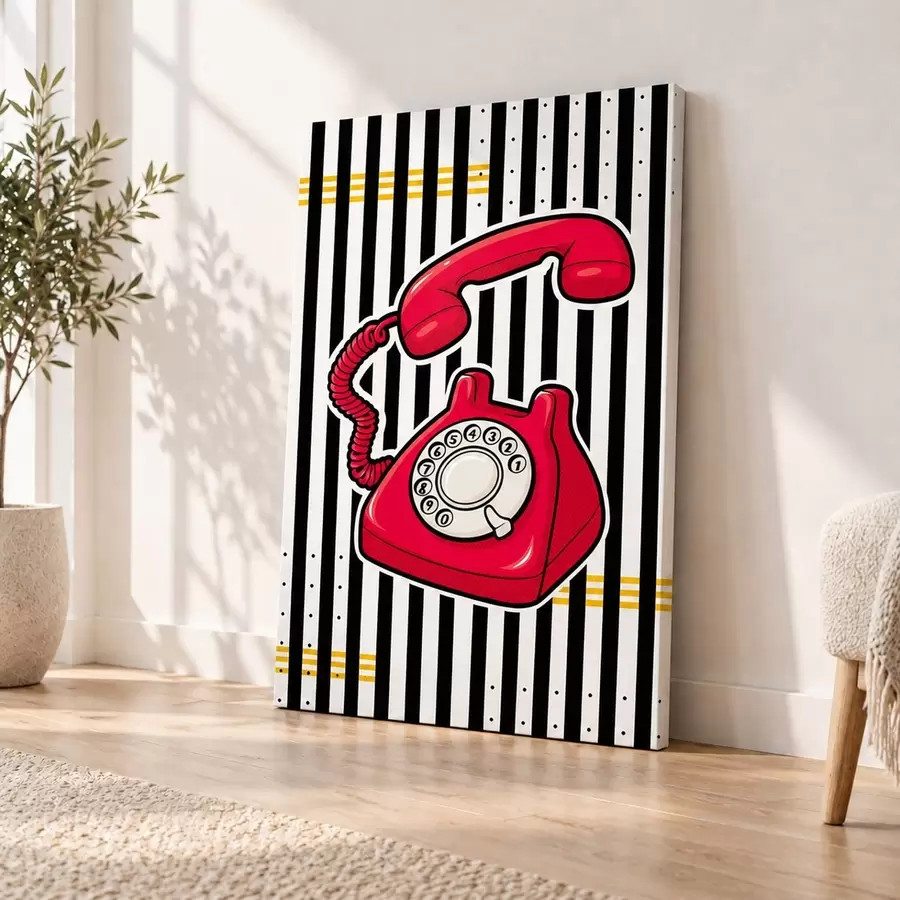 Fototapete Design eines roten Drehwahltelefons im Retro-Stil s50784