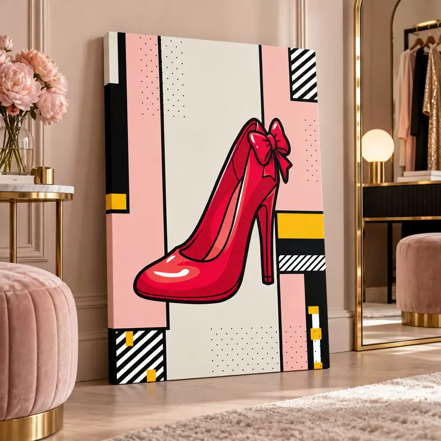 Fototapete Schicker roter Pumps mit verspielter Schleife s50785