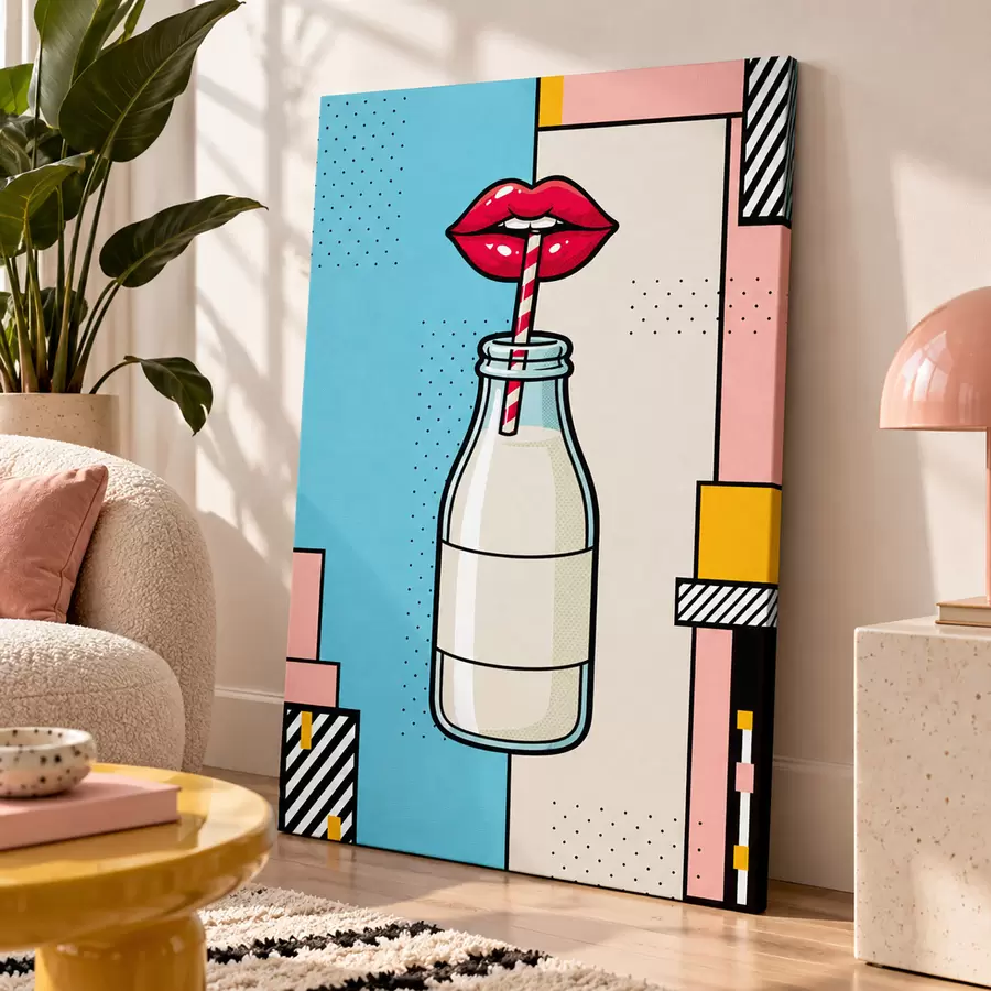 Fototapete Nimm einen Schluck aus einer stilvollen Milchflasche s50786