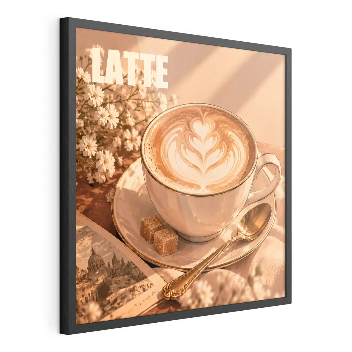 Poster Ein kunstvoll zubereiteter Latte in der Sonne f50873