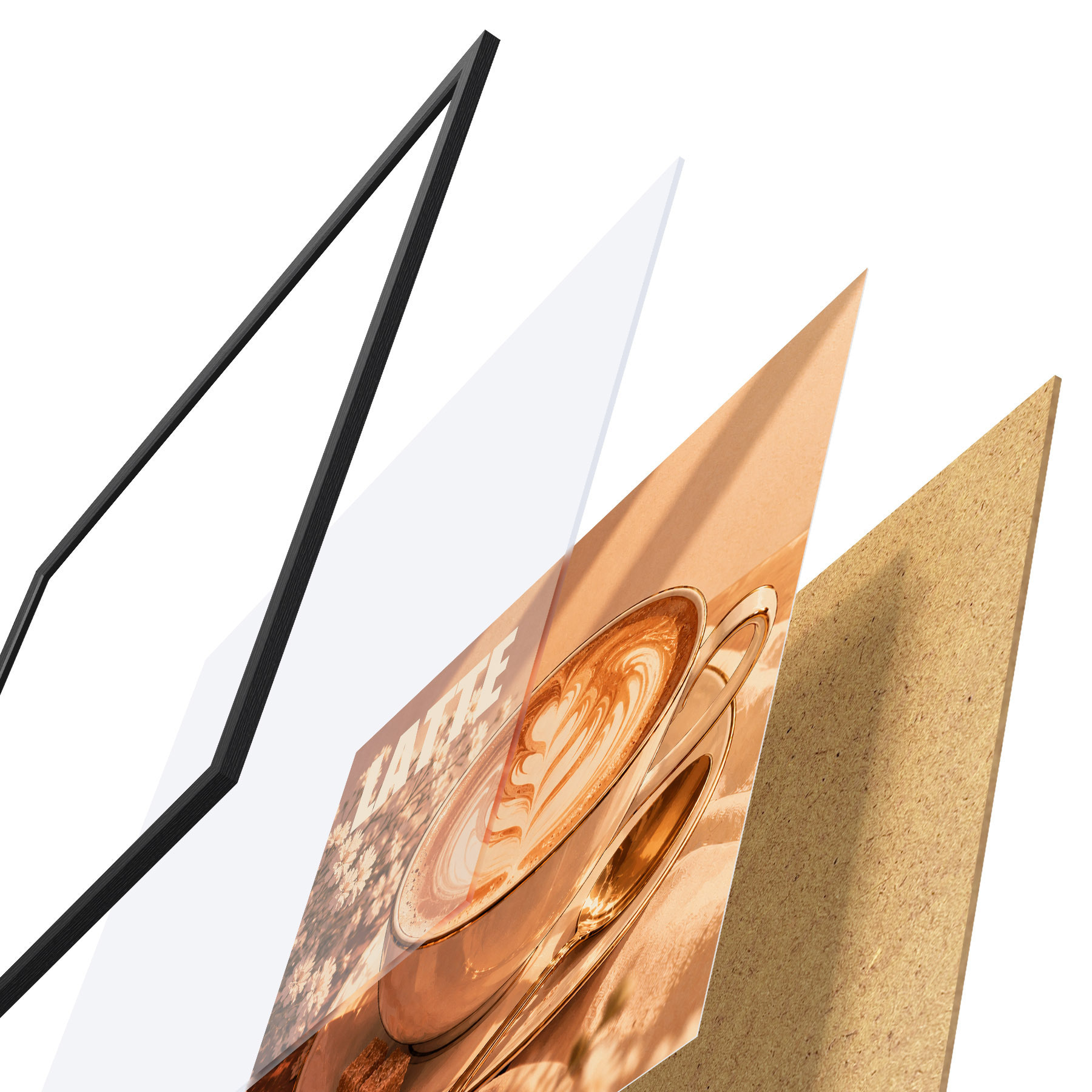 Poster Ein kunstvoll zubereiteter Latte in der Sonne f50873