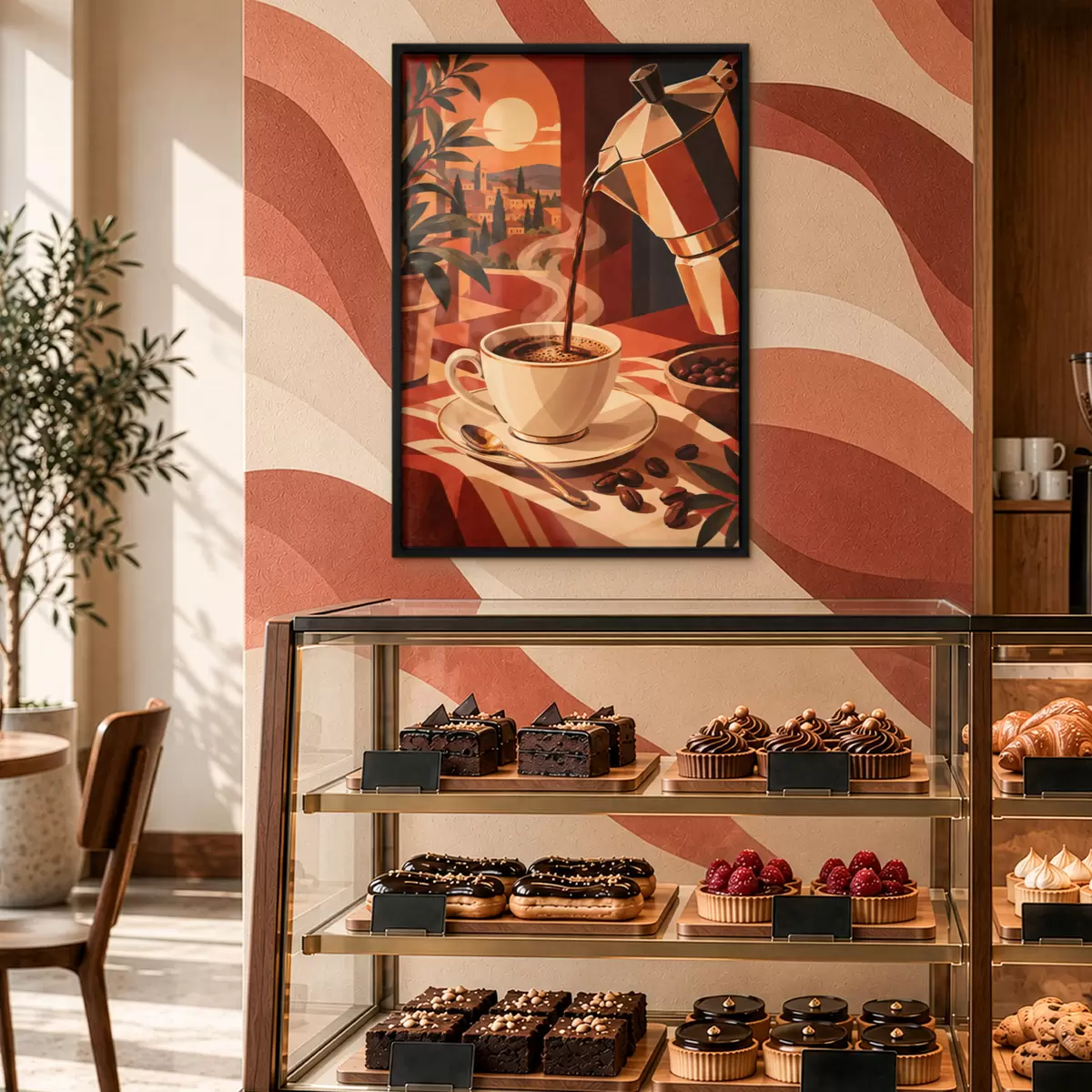 Poster Ein Morgenkaffee mit malerischer Aussicht f50877