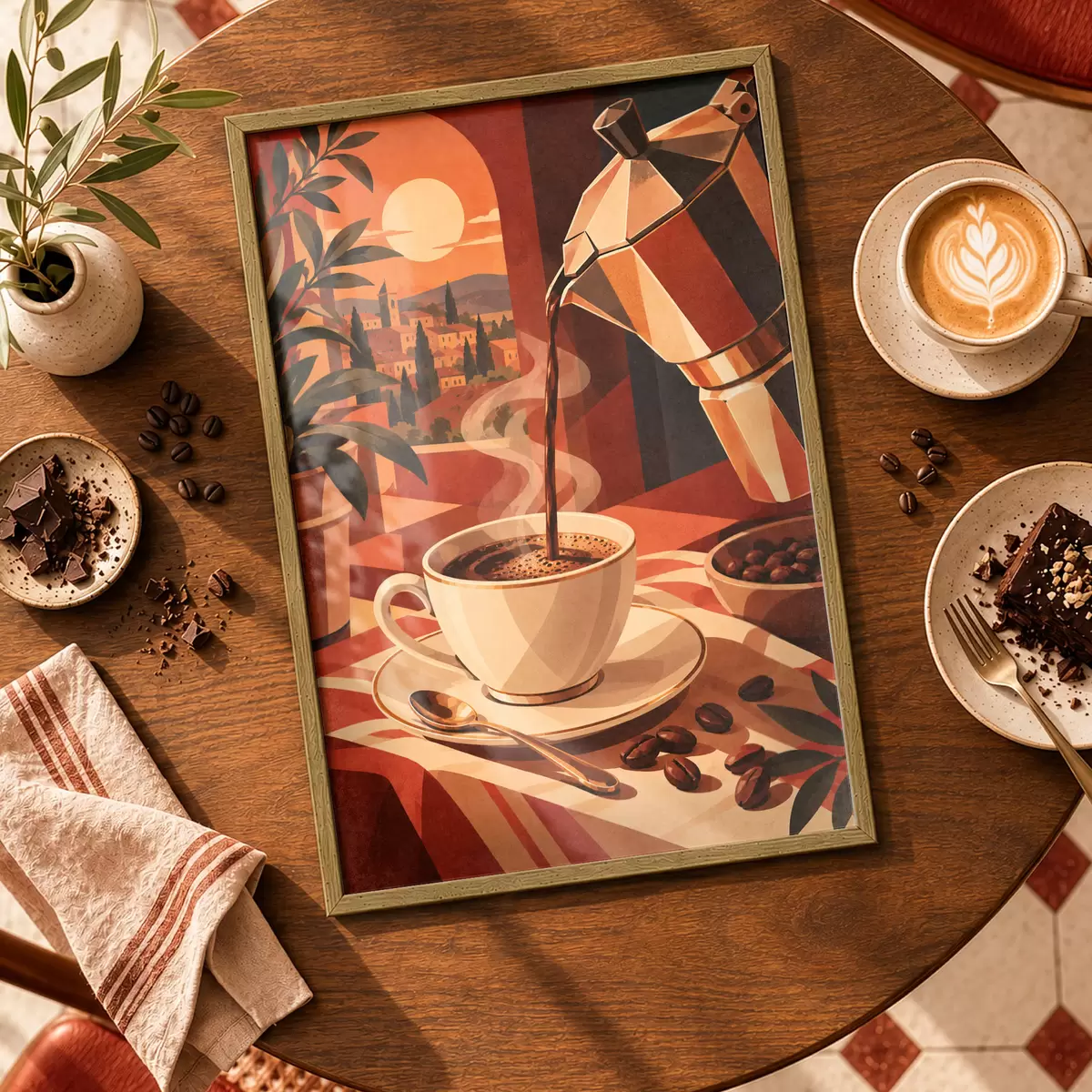 Poster Ein Morgenkaffee mit malerischer Aussicht f50877