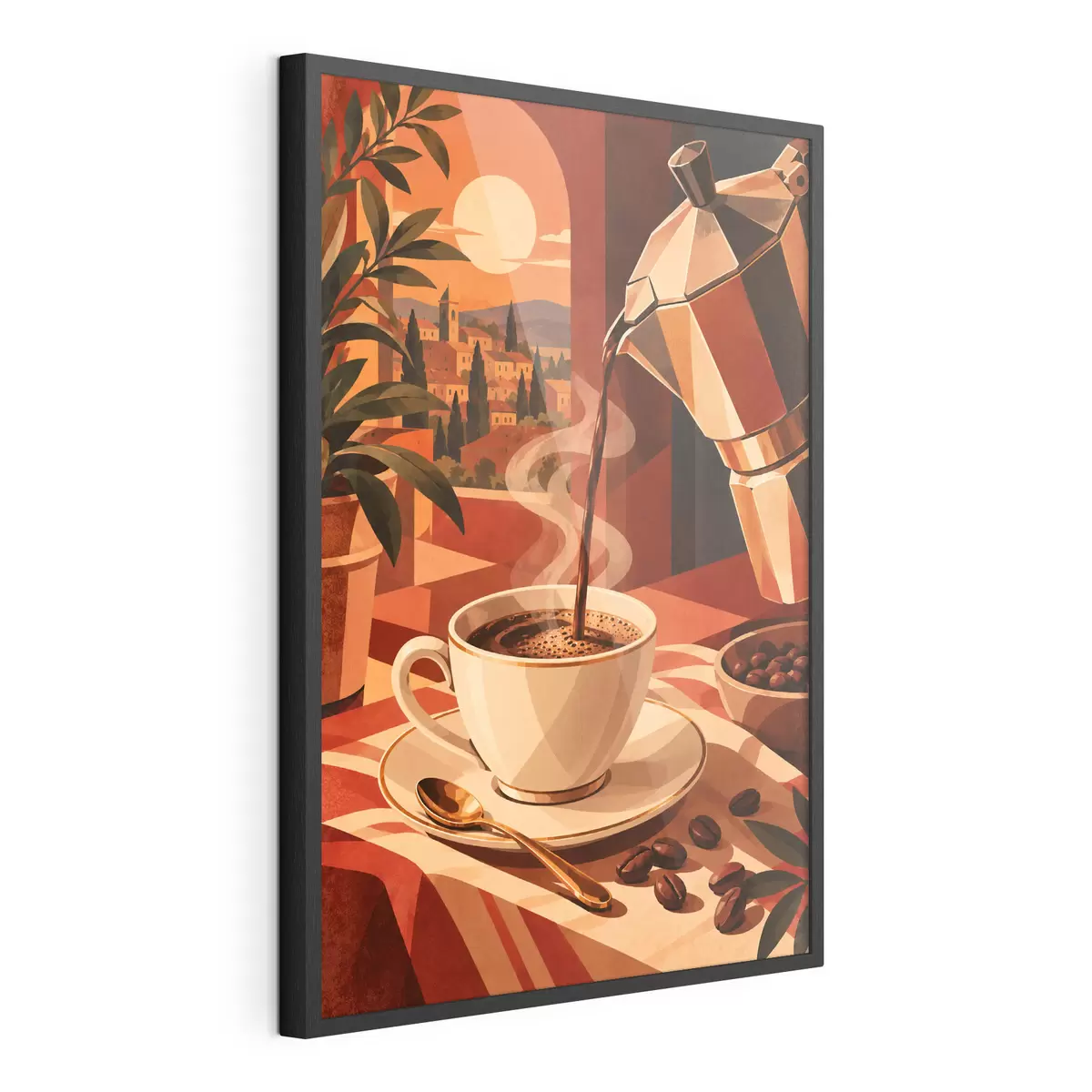 Poster Ein Morgenkaffee mit malerischer Aussicht f50877
