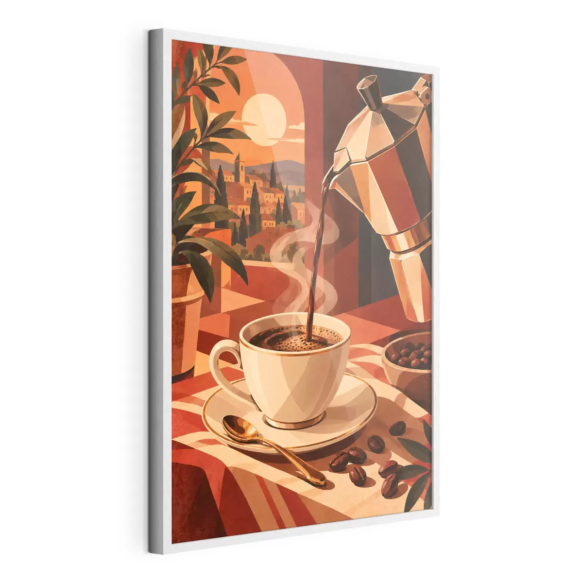 Poster Ein Morgenkaffee mit malerischer Aussicht f50877