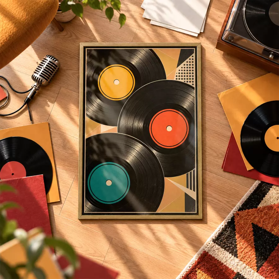 Fototapete Bunte Schallplatten in Harmonie f50923