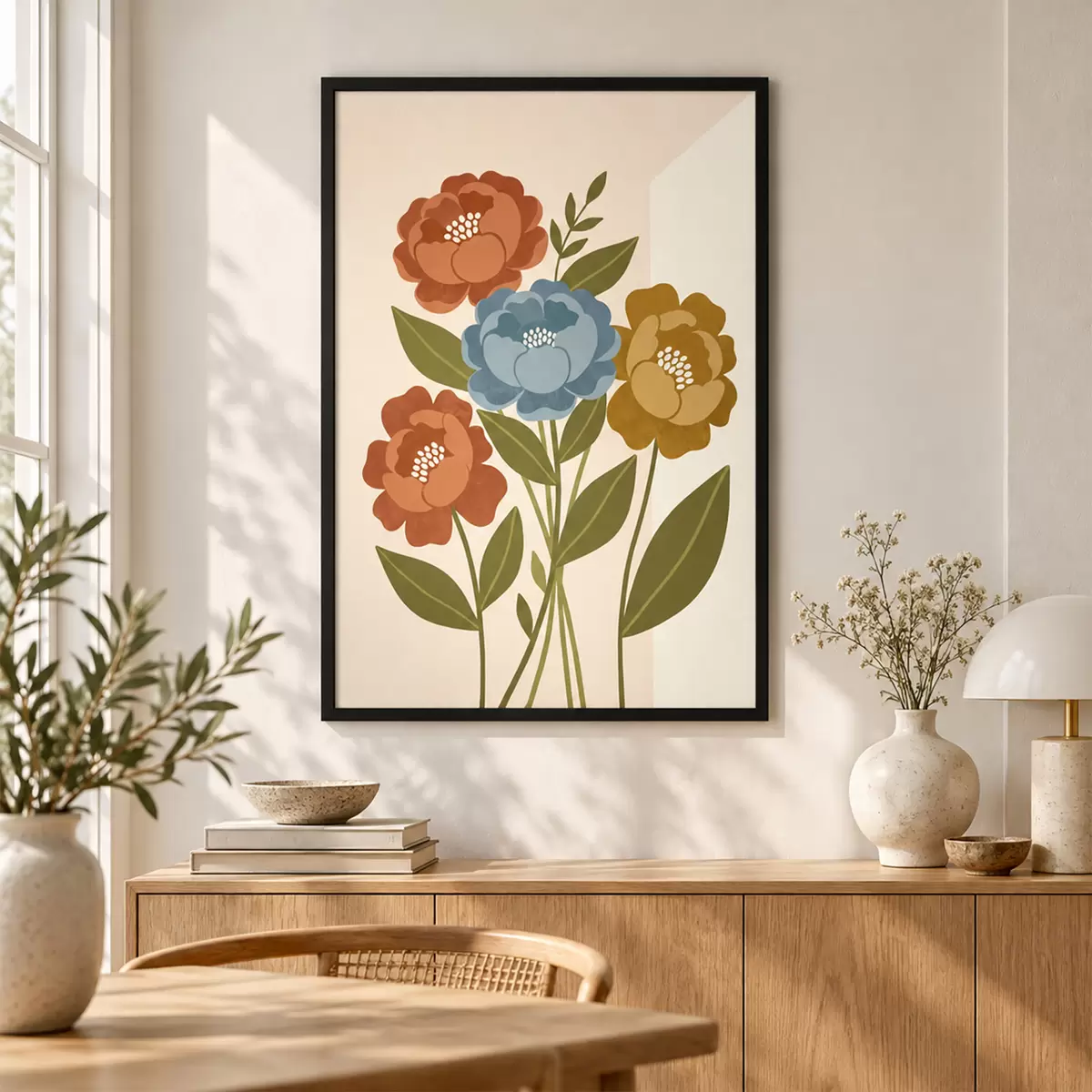 Poster Ein bezaubernder Strauß illustrierter Blumen f50730