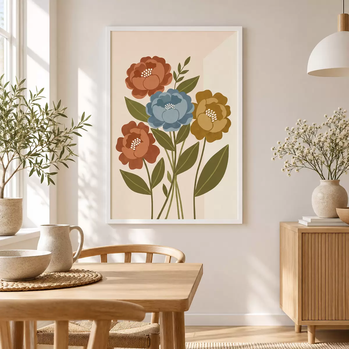 Poster Ein bezaubernder Strauß illustrierter Blumen f50730