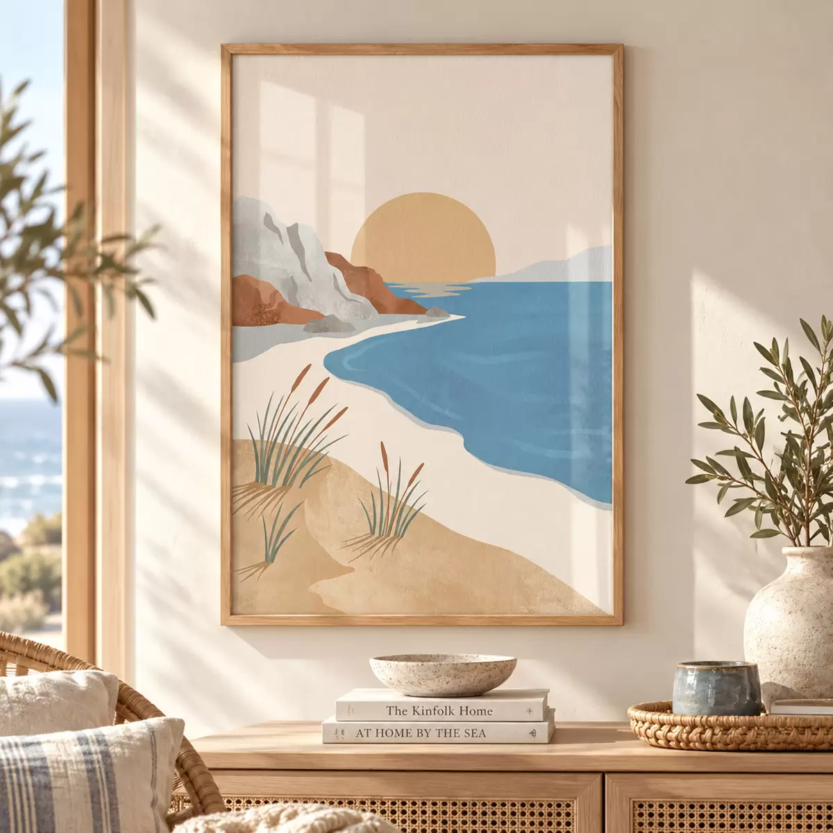 Poster Idyllischer Strand bei Sonnenuntergang – Ruhe pur f50731