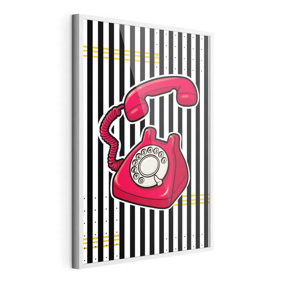 Poster Rotes Retro-Telefon auf breiten Streifen f50784
