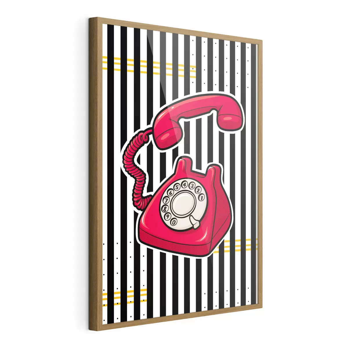 Poster Rotes Retro-Telefon auf breiten Streifen f50784