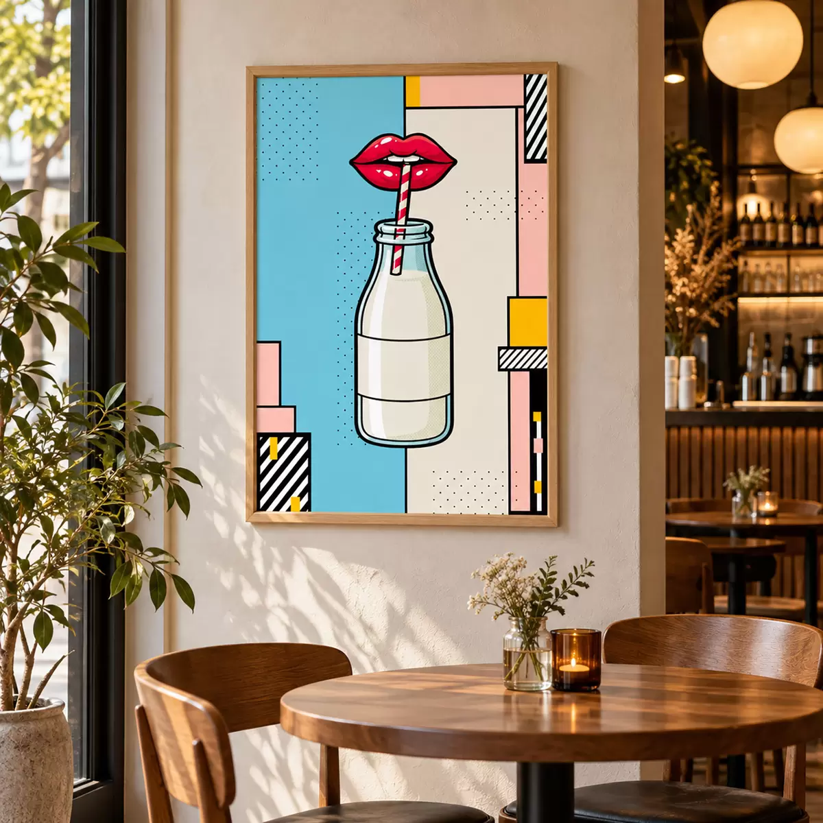 Poster Ein Schluck aus einer stilvollen Flasche – Kunstwerk f50786