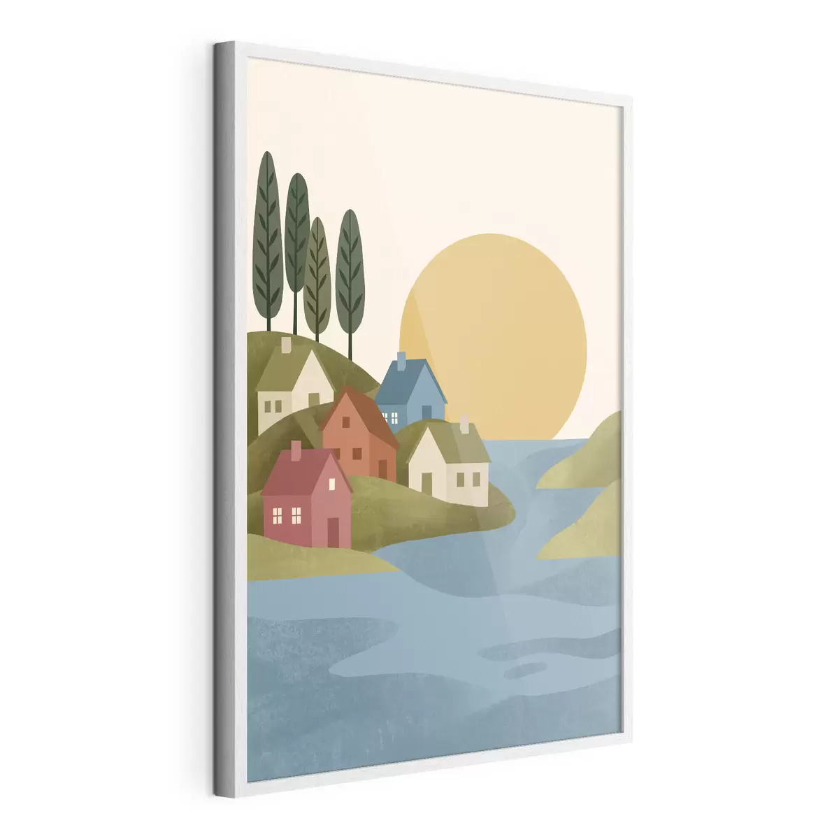 Poster Ein beschauliches Dorf am Flussufer f50734
