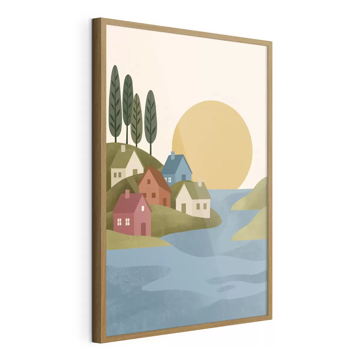 Poster Ein beschauliches Dorf am Flussufer f50734
