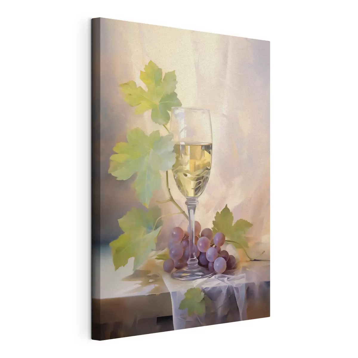 Fototapete Ein Glas Wein und Weintrauben, Gemälde-Reproduktion s51123