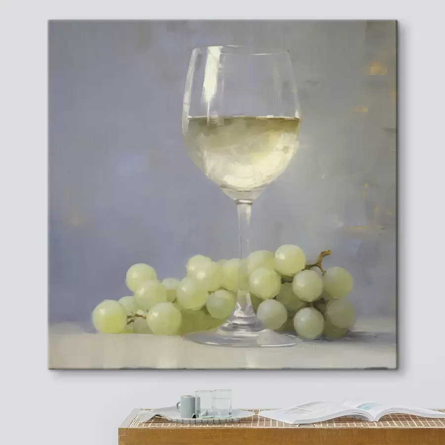Fototapete Ein Glas Wein und Weintrauben, die Nachbildung eines Gemäldes s51136