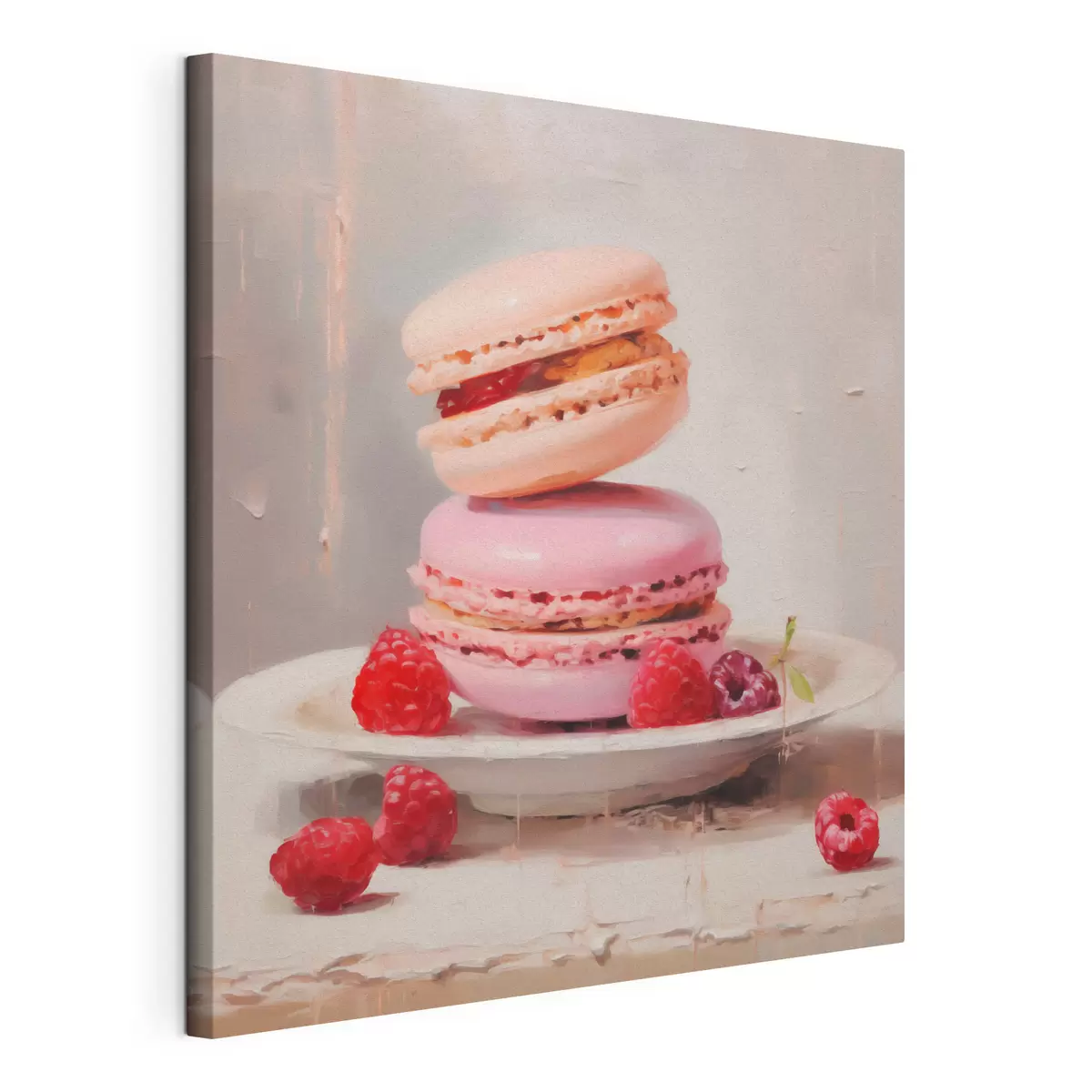 Fototapete Macarons auf einem Teller, im Stil eines Gemäldes s51143