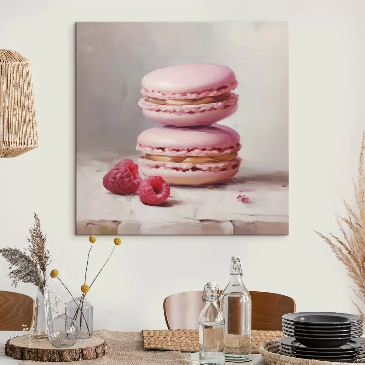 Fototapete Macarons und Himbeeren, Nachbildung eines Gemäldes s51144