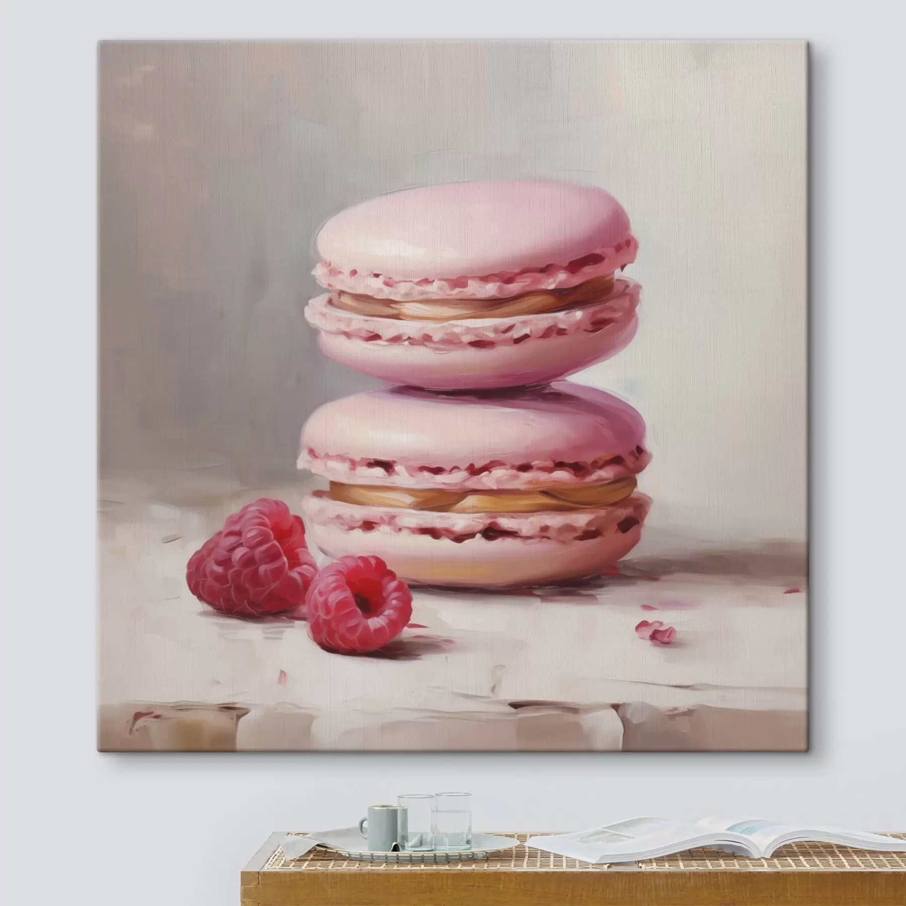 Fototapete Macarons und Himbeeren, Nachbildung eines Gemäldes s51144
