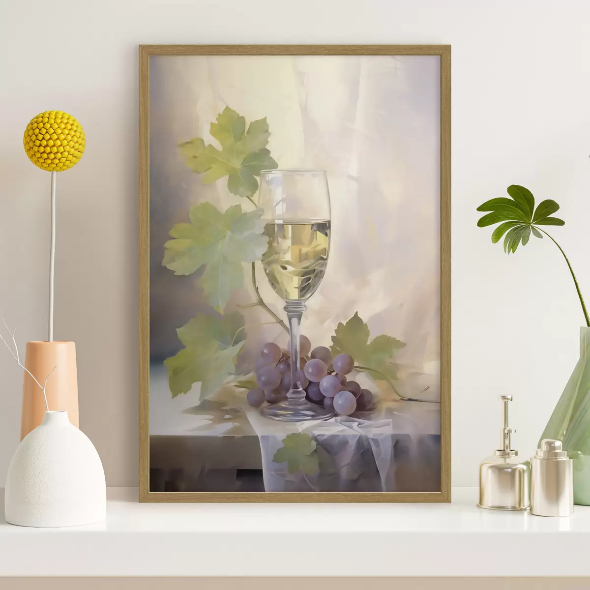 Poster Ein Glas Wein und Weintrauben, Gemälde-Reproduktion f51123