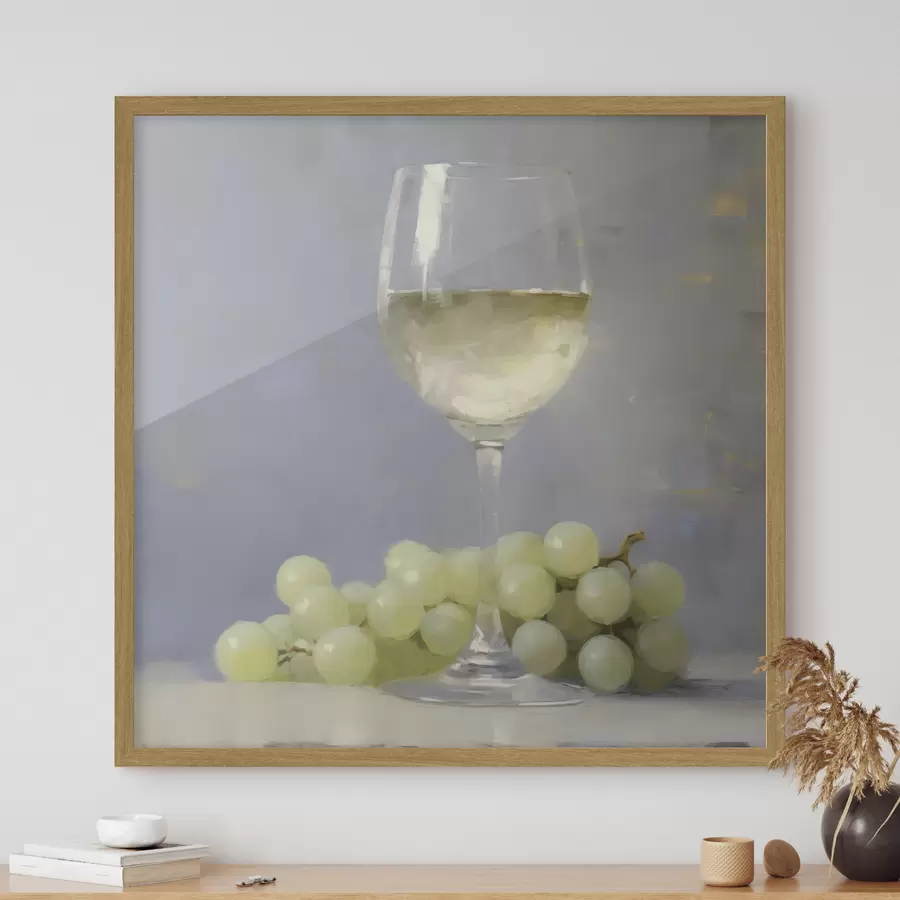 Fototapete Ein Glas Wein und Weintrauben, die Nachbildung eines Gemäldes f51136