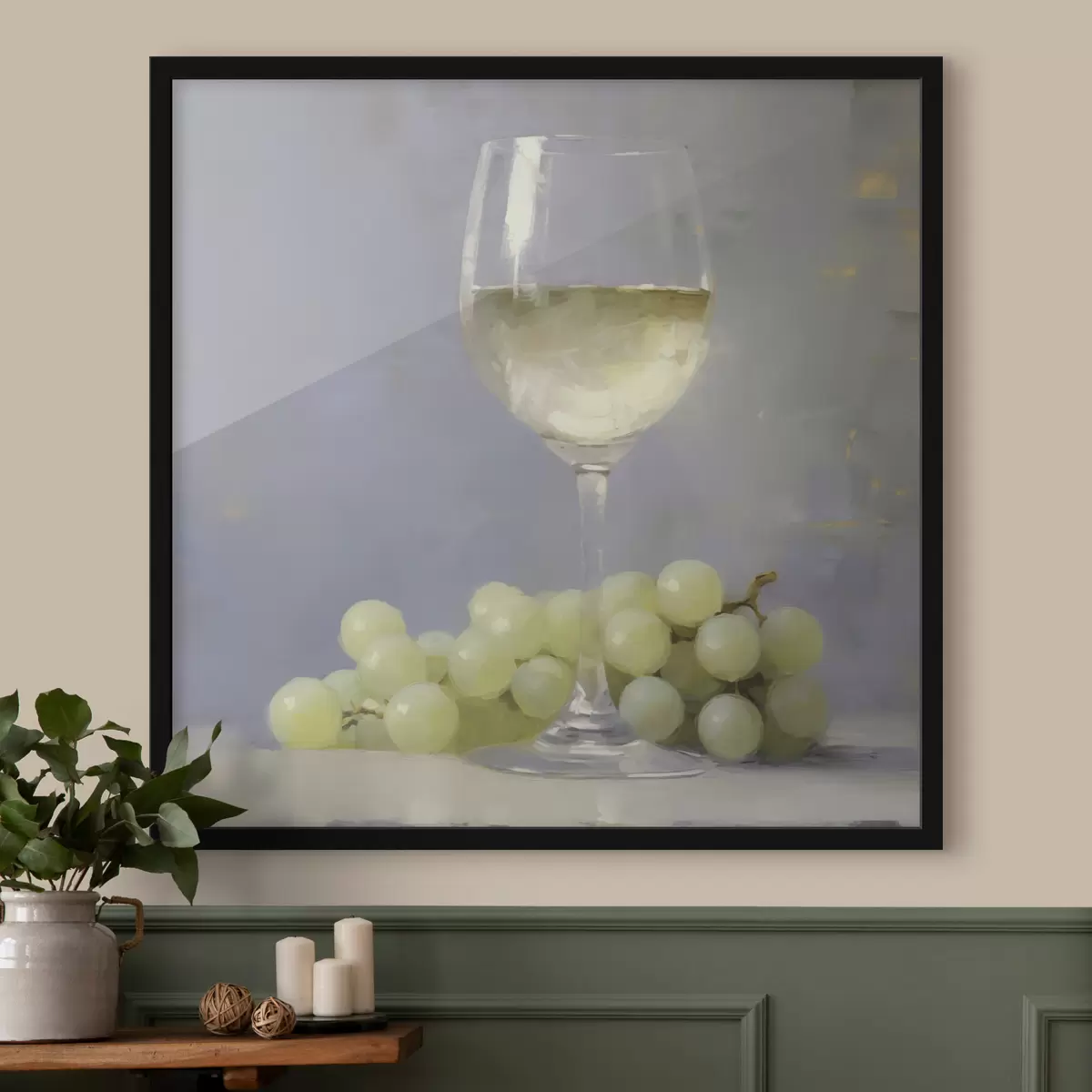 Poster Ein Glas Wein und Weintrauben, die Nachbildung eines Gemäldes f51136