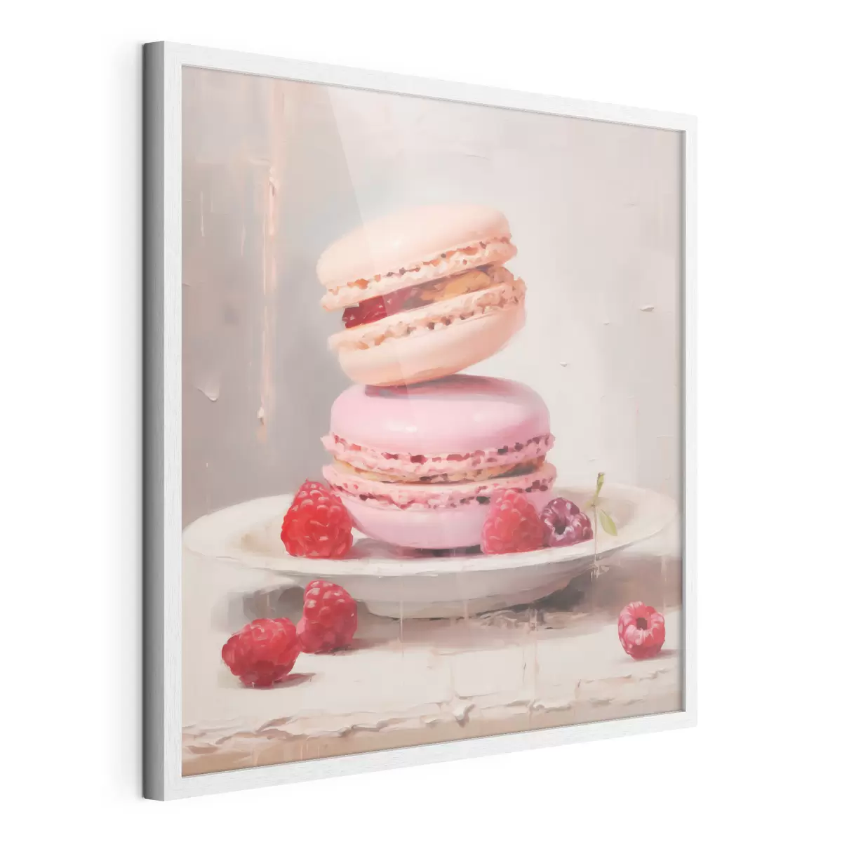 Poster Macarons auf einem Teller, im Stil eines Gemäldes f51143