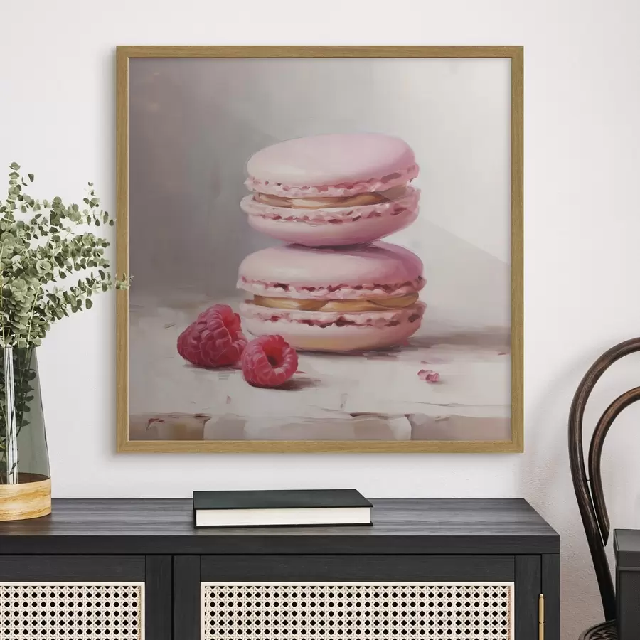 Fototapete Macarons und Himbeeren, Nachbildung eines Gemäldes f51144