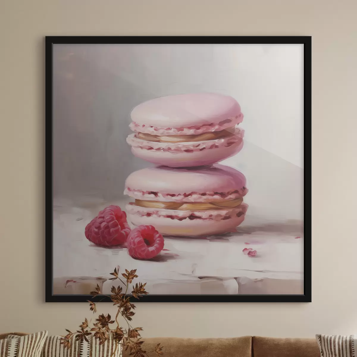 Poster Macarons und Himbeeren, Nachbildung eines Gemäldes f51144