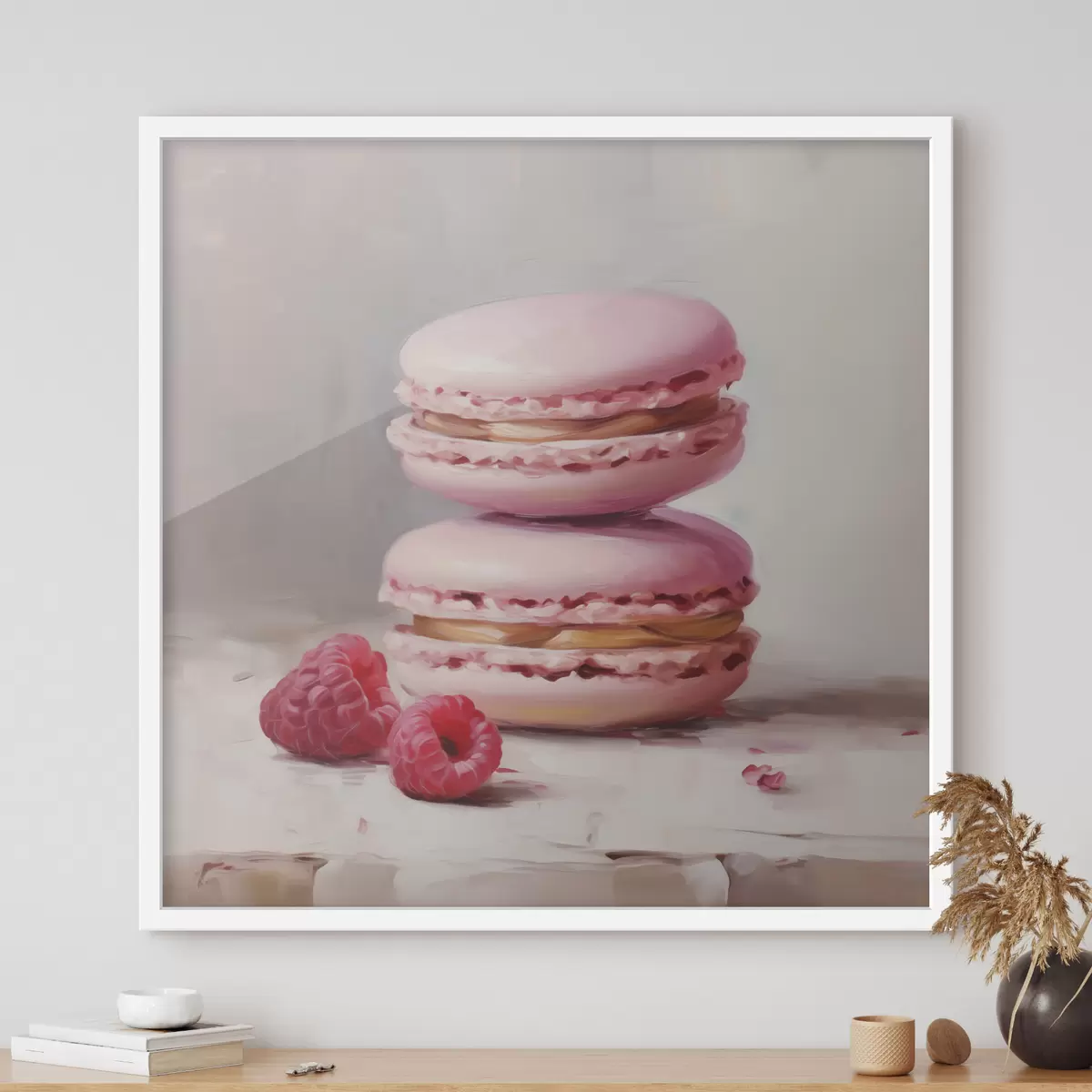 Poster Macarons und Himbeeren, Nachbildung eines Gemäldes f51144