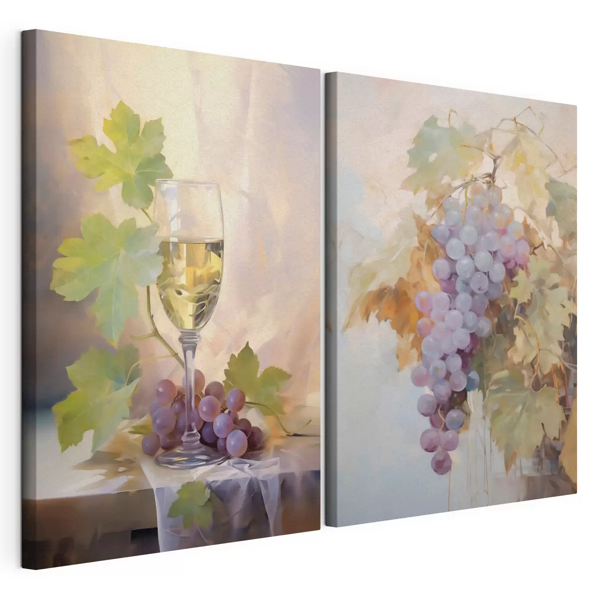 Fototapete Ein Glas Wein und Weintrauben, Gemälde-Reproduktion m31093