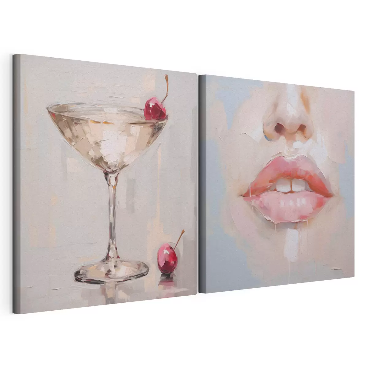 Fototapete Lippen und ein Cocktail, die Nachbildung eines Gemäldes m31100