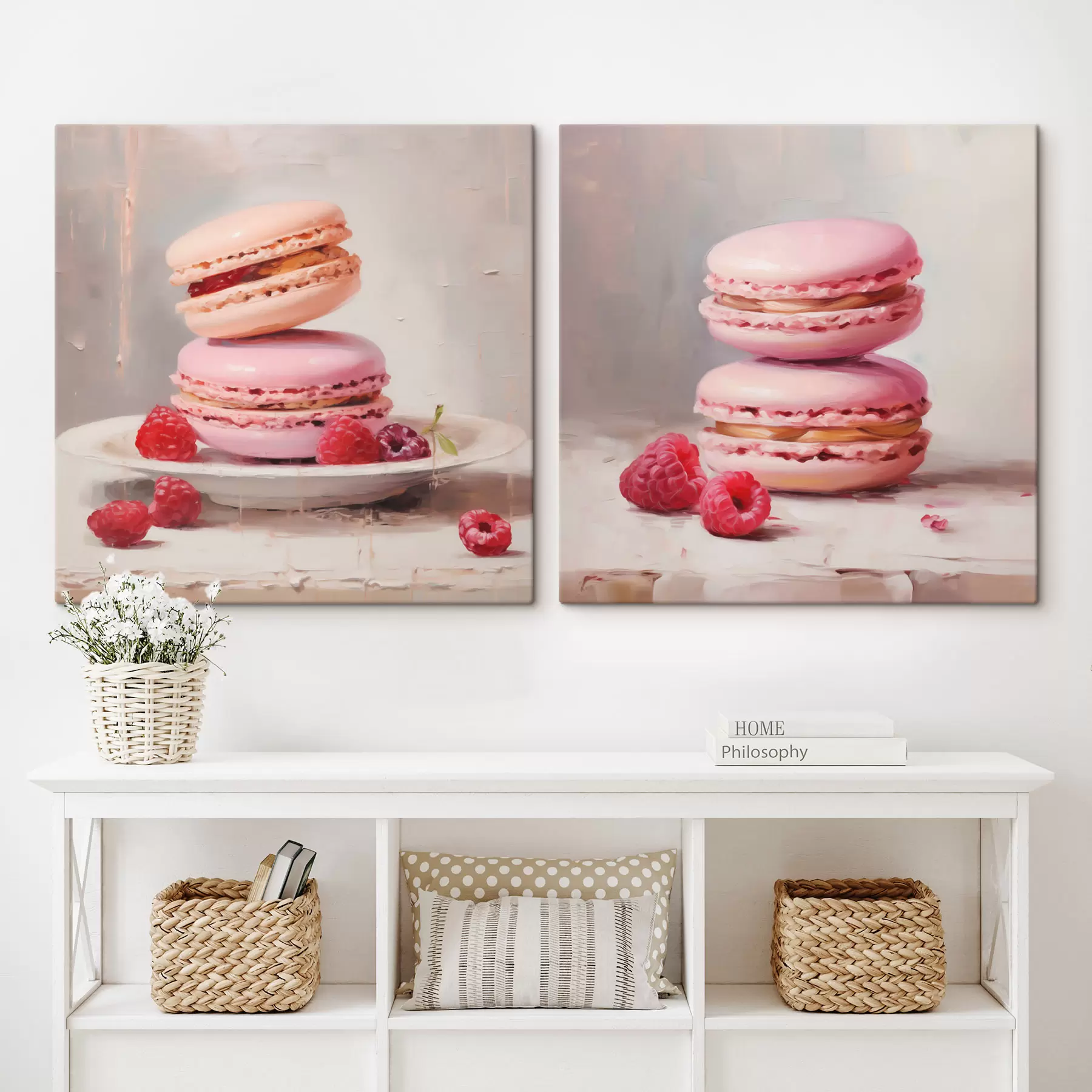 Fototapete Macarons und Himbeeren, Nachbildung eines Gemäldes m31103