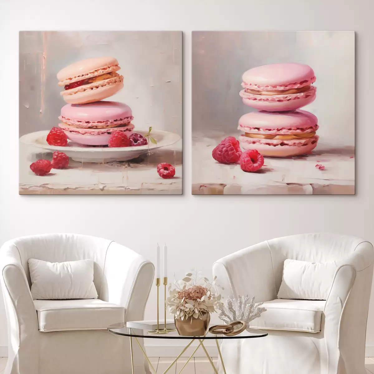 Fototapete Macarons und Himbeeren, Nachbildung eines Gemäldes m31103