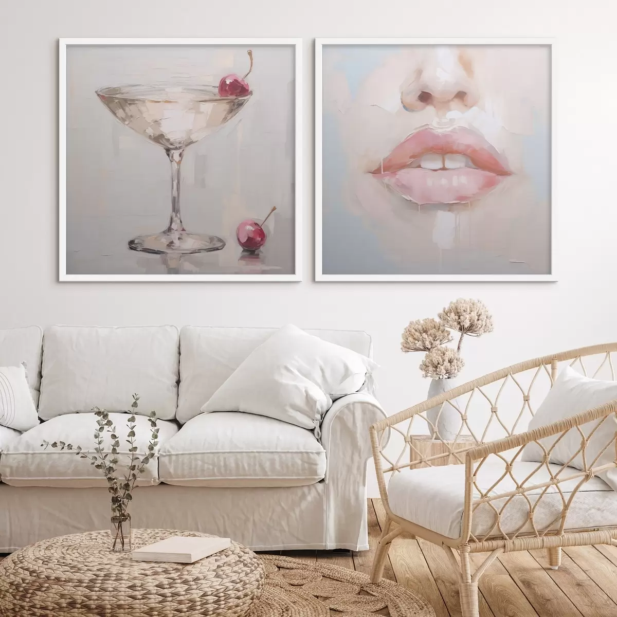 Poster Lippen und ein Cocktail, die Nachbildung eines Gemäldes d31100