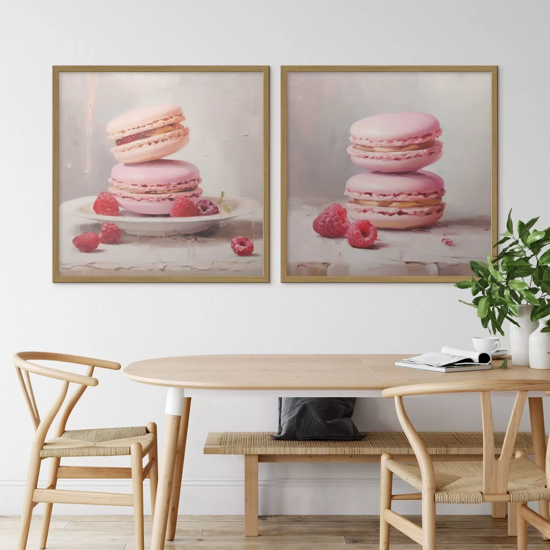Fototapete Macarons und Himbeeren, Nachbildung eines Gemäldes d31103